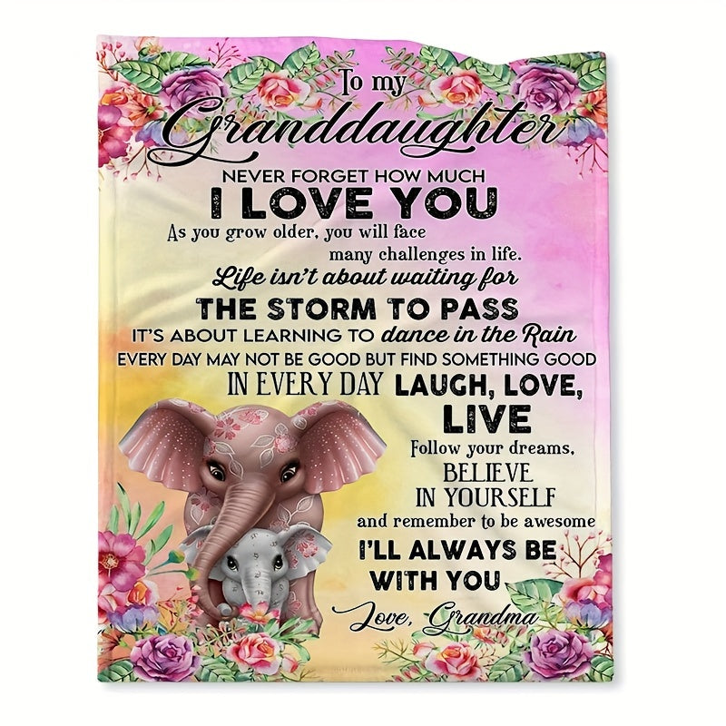 GiftoLuck “To My Granddaughter” Soft and Warm Flannel Blanket – Gift from Grandma to Granddaughter's Birthday or Graduation