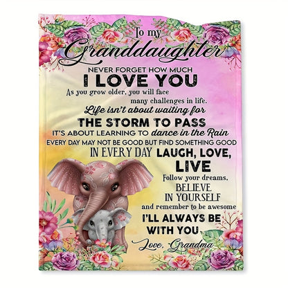 GiftoLuck “To My Granddaughter” Soft and Warm Flannel Blanket – Gift from Grandma to Granddaughter's Birthday or Graduation