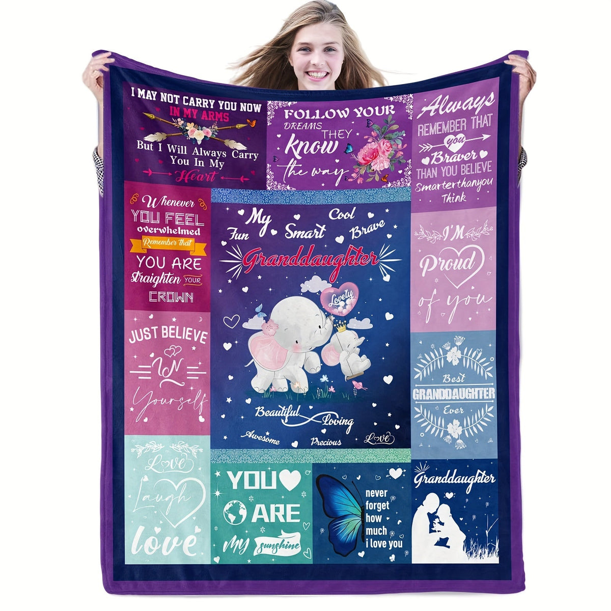 Aonana “To My Granddaughter” Adorable Gift Flannel Throw Blanket