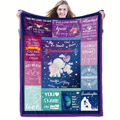 GiftoLuck “To My Granddaughter” Soft and Warm Flannel Blanket – Gift from Grandma to Granddaughter's Birthday or Graduation