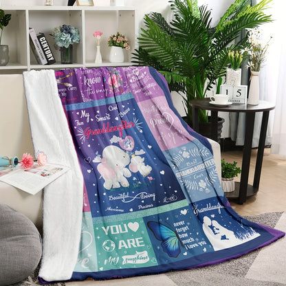 GiftoLuck “To My Granddaughter” Soft and Warm Flannel Blanket – Gift from Grandma to Granddaughter's Birthday or Graduation