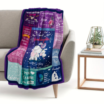 GiftoLuck “To My Granddaughter” Soft and Warm Flannel Blanket – Gift from Grandma to Granddaughter's Birthday or Graduation