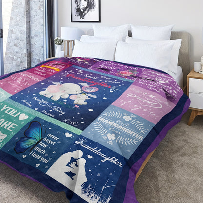 GiftoLuck “To My Granddaughter” Soft and Warm Flannel Blanket – Gift from Grandma to Granddaughter's Birthday or Graduation
