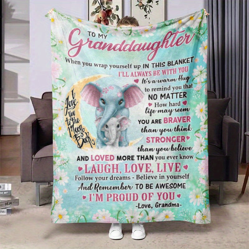 GiftoLuck “To My Granddaughter” Soft and Warm Flannel Blanket – Gift from Grandma to Granddaughter's Birthday or Graduation