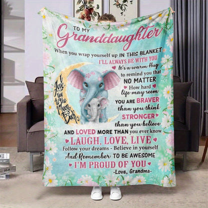 GiftoLuck “To My Granddaughter” Soft and Warm Flannel Blanket – Gift from Grandma to Granddaughter's Birthday or Graduation