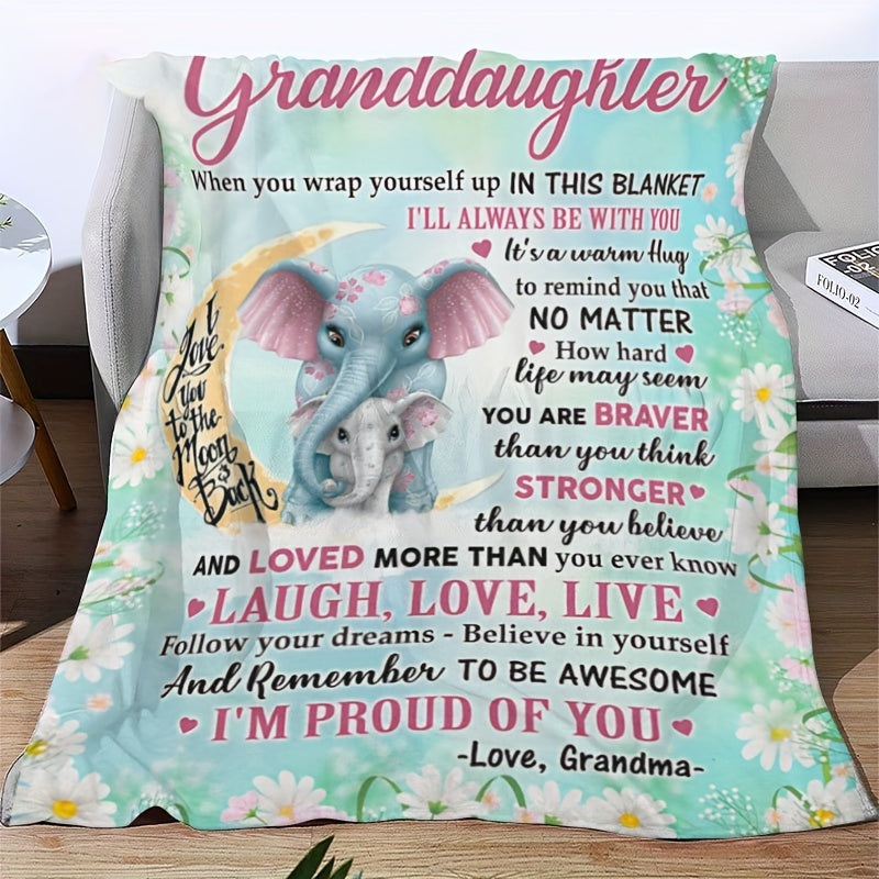 GiftoLuck “To My Granddaughter” Soft and Warm Flannel Blanket – Gift from Grandma to Granddaughter's Birthday or Graduation