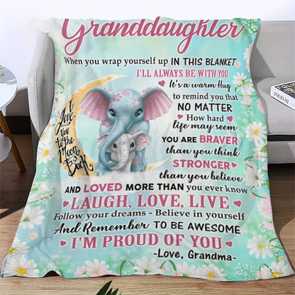 GiftoLuck “To My Granddaughter” Soft and Warm Flannel Blanket – Gift from Grandma to Granddaughter's Birthday or Graduation