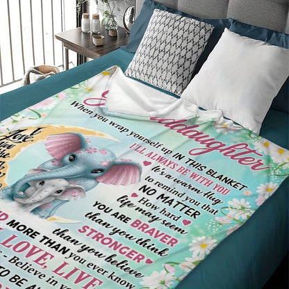 GiftoLuck “To My Granddaughter” Soft and Warm Flannel Blanket – Gift from Grandma to Granddaughter's Birthday or Graduation