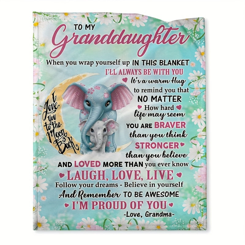 GiftoLuck “To My Granddaughter” Soft and Warm Flannel Blanket – Gift from Grandma to Granddaughter's Birthday or Graduation