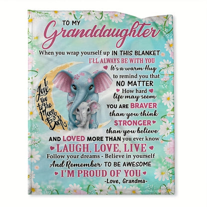 GiftoLuck “To My Granddaughter” Soft and Warm Flannel Blanket – Gift from Grandma to Granddaughter's Birthday or Graduation