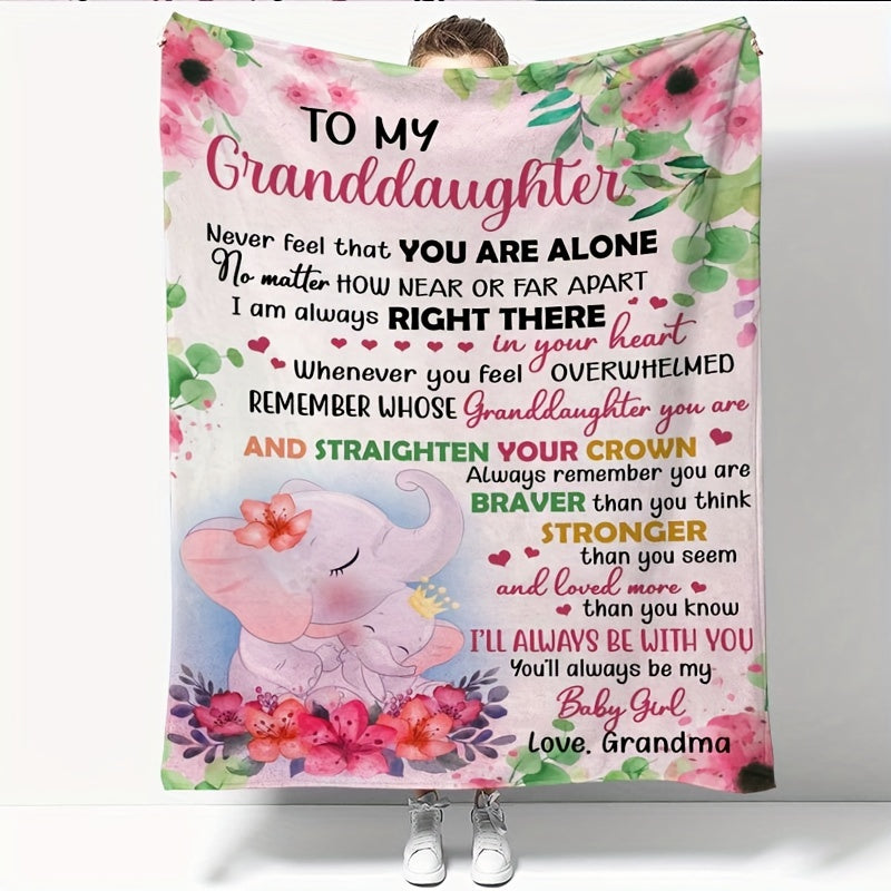 GiftoLuck “To My Granddaughter” Soft and Warm Flannel Blanket – Gift from Grandma to Granddaughter's Birthday or Graduation