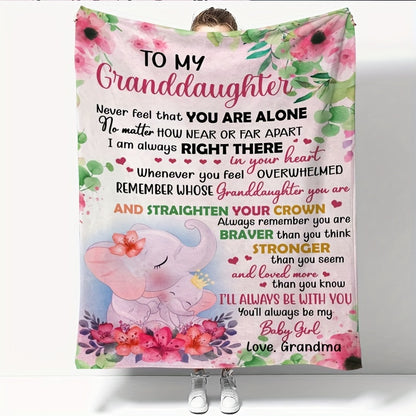 GiftoLuck “To My Granddaughter” Soft and Warm Flannel Blanket – Gift from Grandma to Granddaughter's Birthday or Graduation
