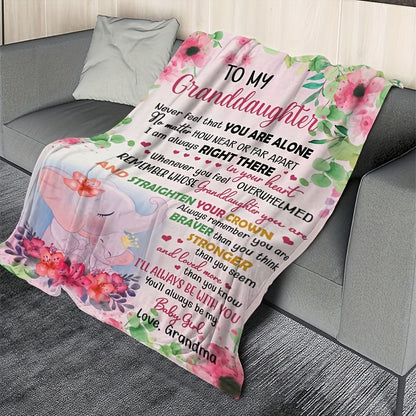 GiftoLuck “To My Granddaughter” Soft and Warm Flannel Blanket – Gift from Grandma to Granddaughter's Birthday or Graduation