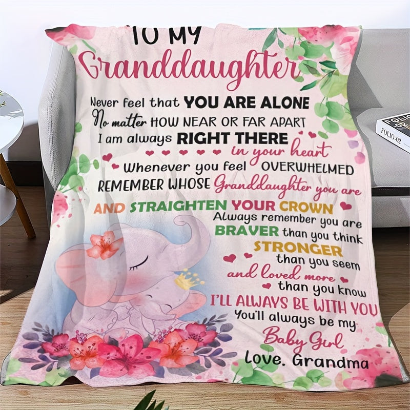 GiftoLuck “To My Granddaughter” Soft and Warm Flannel Blanket – Gift from Grandma to Granddaughter's Birthday or Graduation