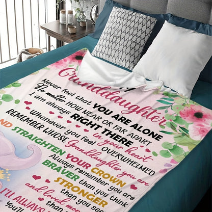 GiftoLuck “To My Granddaughter” Soft and Warm Flannel Blanket – Gift from Grandma to Granddaughter's Birthday or Graduation