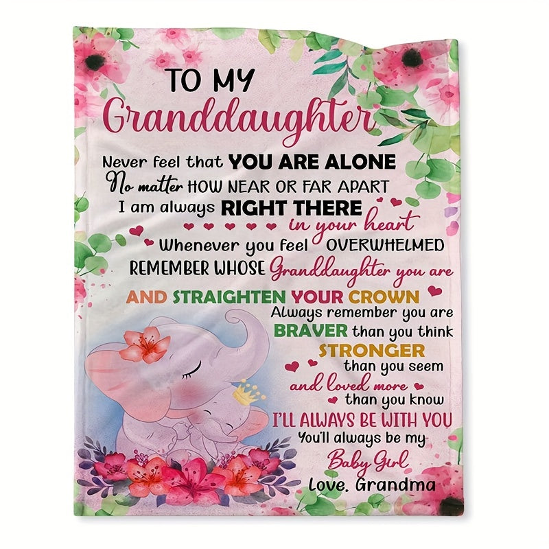 GiftoLuck “To My Granddaughter” Soft and Warm Flannel Blanket – Gift from Grandma to Granddaughter's Birthday or Graduation