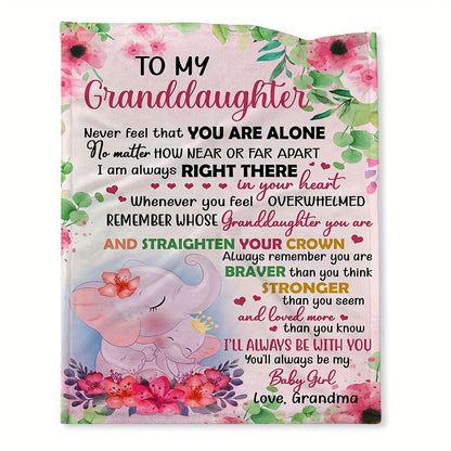 GiftoLuck “To My Granddaughter” Soft and Warm Flannel Blanket – Gift from Grandma to Granddaughter's Birthday or Graduation