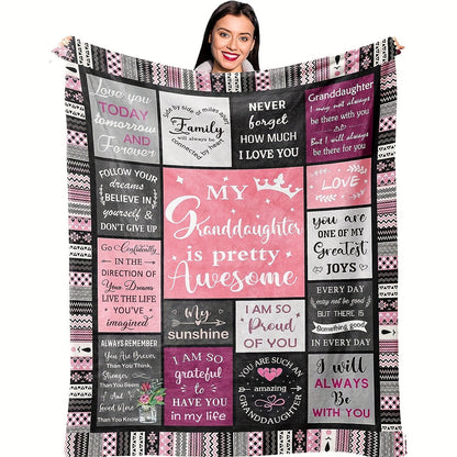 Aonana “To My Granddaughter” Pink Flannel Blanket