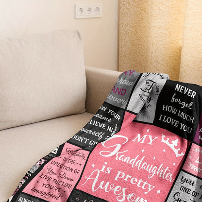 Aonana “To My Granddaughter” Pink Flannel Blanket