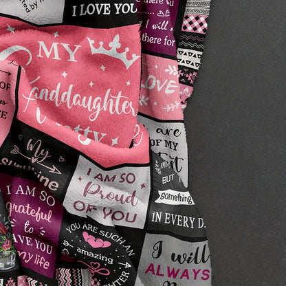 Aonana “To My Granddaughter” Pink Flannel Blanket