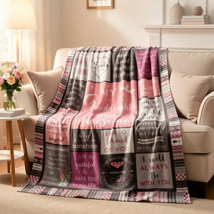 Aonana “To My Granddaughter” Pink Flannel Blanket