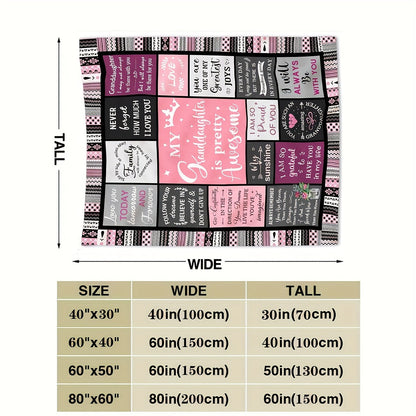 Aonana “To My Granddaughter” Pink Flannel Blanket
