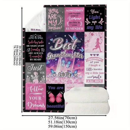 GiftoLuck “To My Granddaughter” Soft and Warm Flannel Blanket – Gift from Grandma to Granddaughter's Birthday or Graduation
