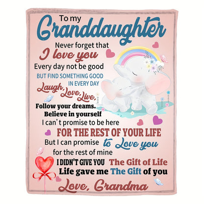 GiftoLuck “To My Granddaughter” Soft and Warm Flannel Blanket – Gift from Grandma to Granddaughter's Birthday or Graduation