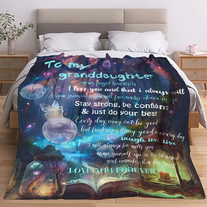 GiftoLuck “To My Granddaughter” Soft and Warm Flannel Blanket – Gift from Grandma to Granddaughter's Birthday or Graduation