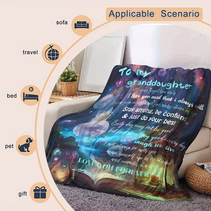 GiftoLuck “To My Granddaughter” Soft and Warm Flannel Blanket – Gift from Grandma to Granddaughter's Birthday or Graduation