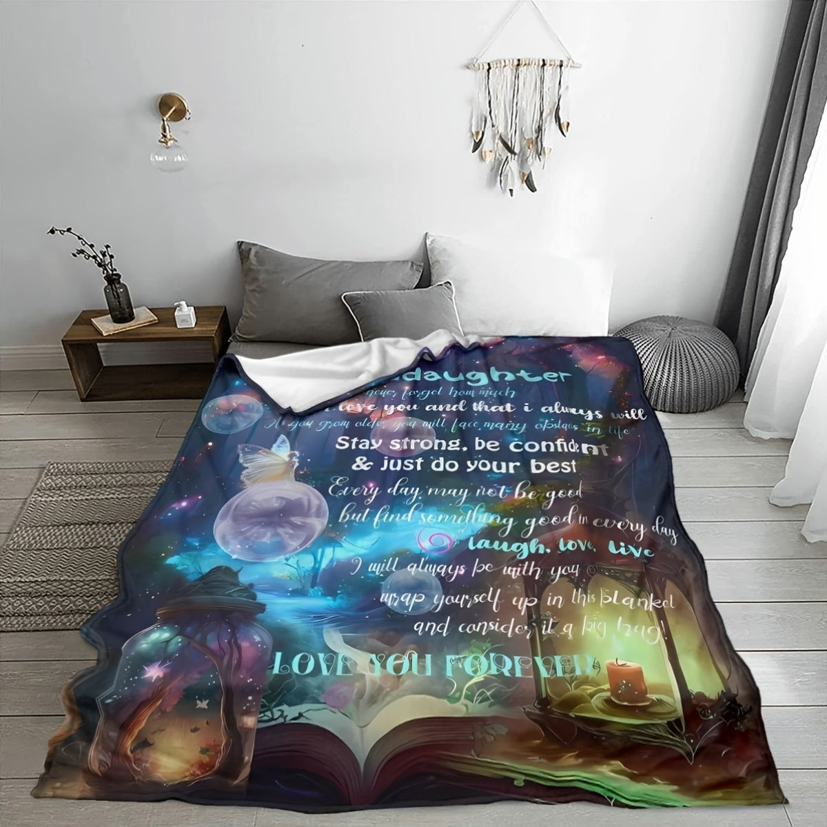 GiftoLuck “To My Granddaughter” Soft and Warm Flannel Blanket – Gift from Grandma to Granddaughter's Birthday or Graduation