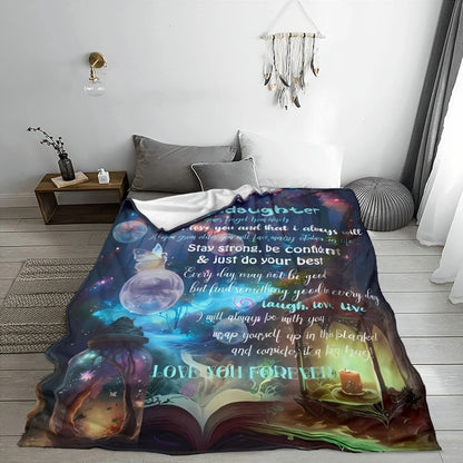 GiftoLuck “To My Granddaughter” Soft and Warm Flannel Blanket – Gift from Grandma to Granddaughter's Birthday or Graduation