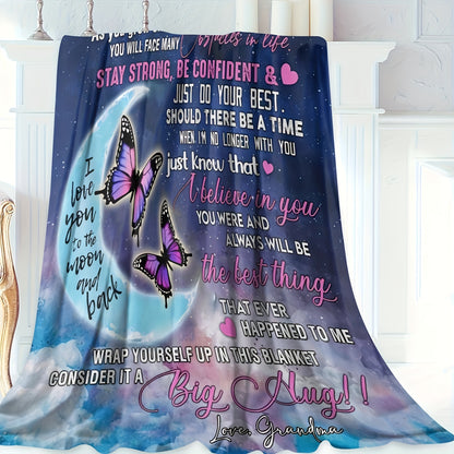 GiftoLuck “To My Granddaughter” Soft and Warm Flannel Blanket – Gift from Grandma to Granddaughter's Birthday or Graduation