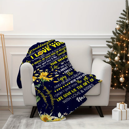 GiftoLuck “To My Granddaughter” Soft and Warm Flannel Blanket – Gift from Grandma to Granddaughter's Birthday or Graduation