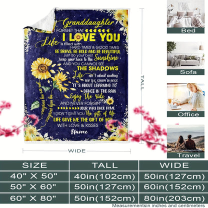 GiftoLuck “To My Granddaughter” Soft and Warm Flannel Blanket – Gift from Grandma to Granddaughter's Birthday or Graduation