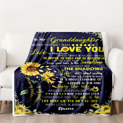 GiftoLuck “To My Granddaughter” Soft and Warm Flannel Blanket – Gift from Grandma to Granddaughter's Birthday or Graduation