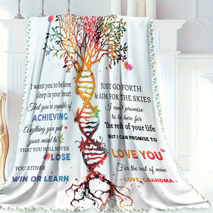 GiftoLuck “To My Granddaughter” Soft and Warm Flannel Blanket – Gift from Grandma to Granddaughter's Birthday or Graduation