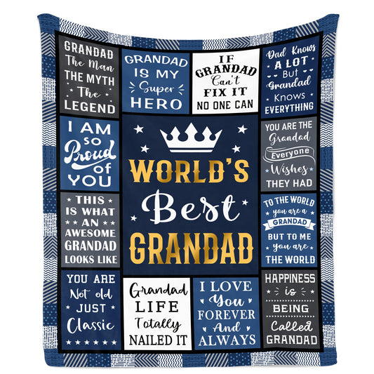 GiftoLuck “To My Grandpa” Flannel Blanket Soft Cozy Throw Perfect Gift for Granddad