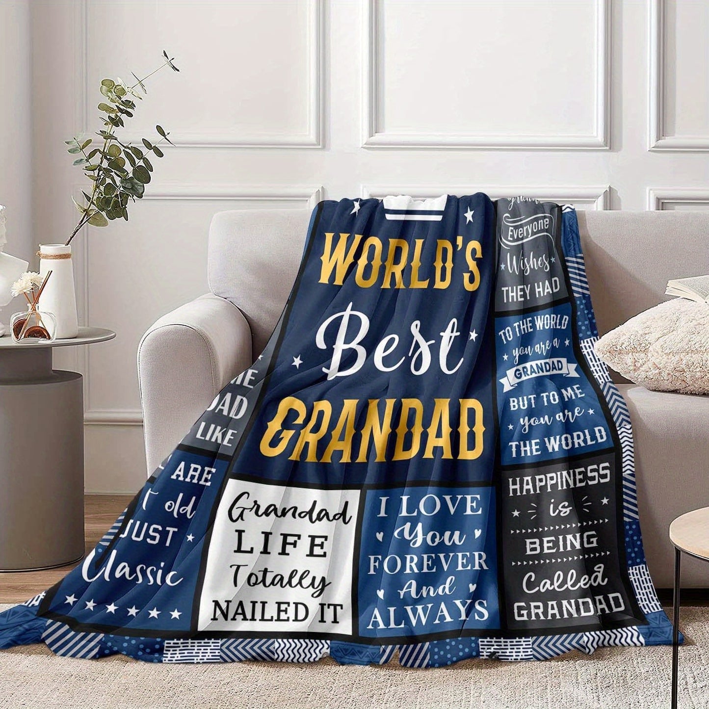 GiftoLuck “To My Grandpa” Flannel Blanket Soft Cozy Throw Perfect Gift for Granddad