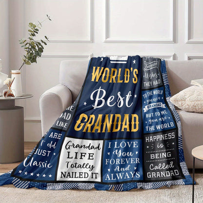 GiftoLuck “To My Grandpa” Flannel Blanket Soft Cozy Throw Perfect Gift for Granddad