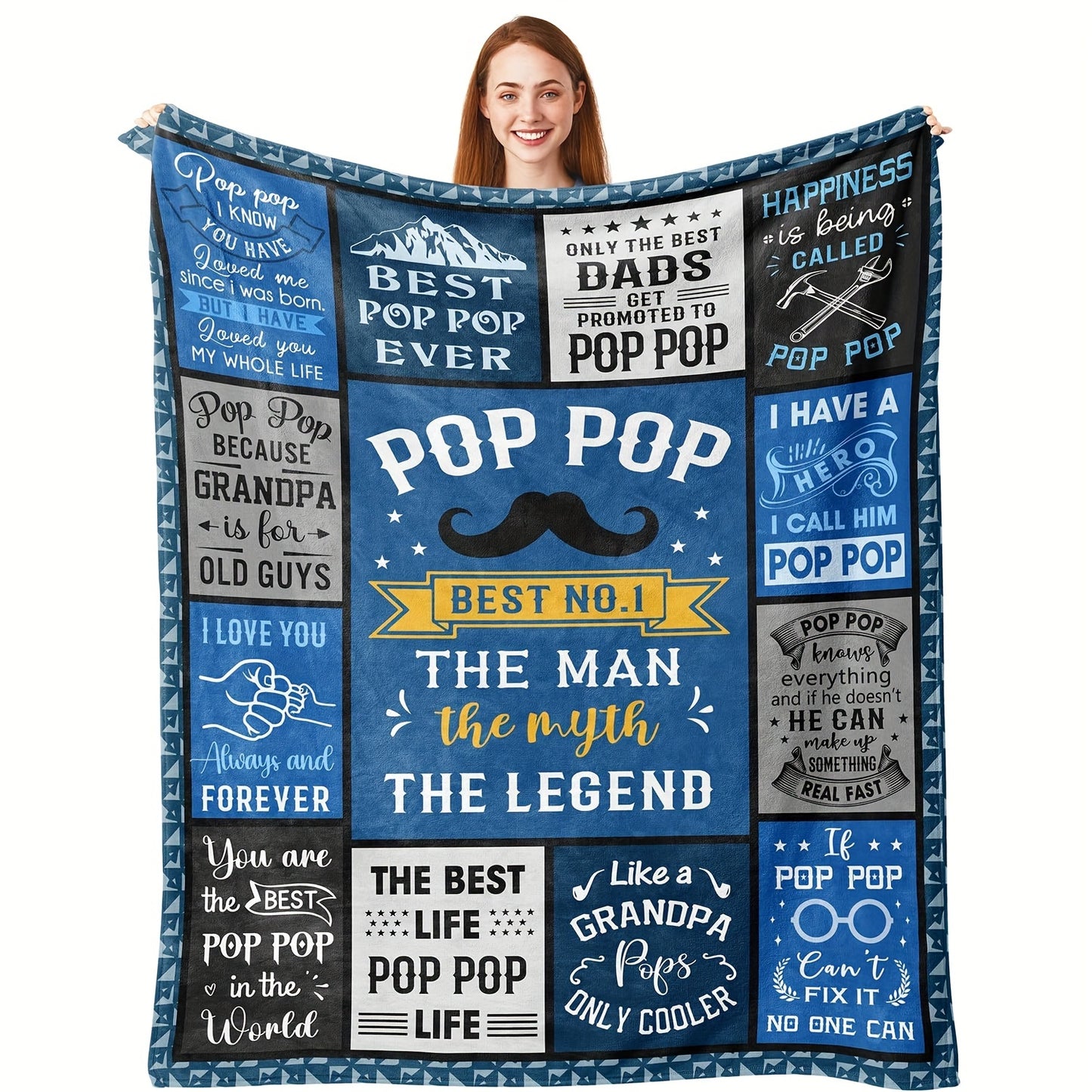 GiftoLuck “To My Grandpa” Flannel Blanket Soft Cozy Throw Perfect Gift for Granddad