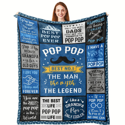 GiftoLuck “To My Grandpa” Flannel Blanket Soft Cozy Throw Perfect Gift for Granddad