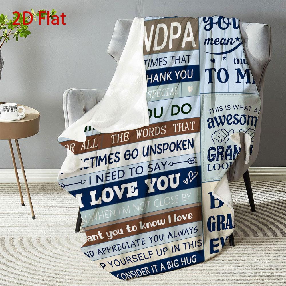 GiftoLuck “To My Grandpa” Flannel Blanket Soft Cozy Throw Perfect Gift for Granddad
