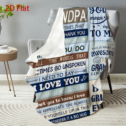 GiftoLuck “To My Grandpa” Flannel Blanket Soft Cozy Throw Perfect Gift for Granddad