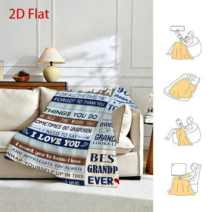 GiftoLuck “To My Grandpa” Flannel Blanket Soft Cozy Throw Perfect Gift for Granddad