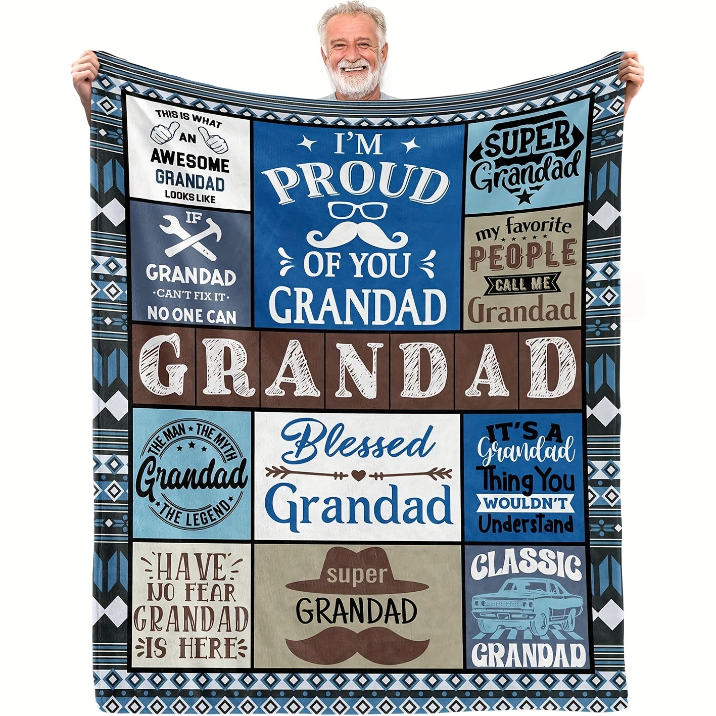 GiftoLuck “To My Grandpa” Flannel Blanket Soft Cozy Throw Perfect Gift for Granddad