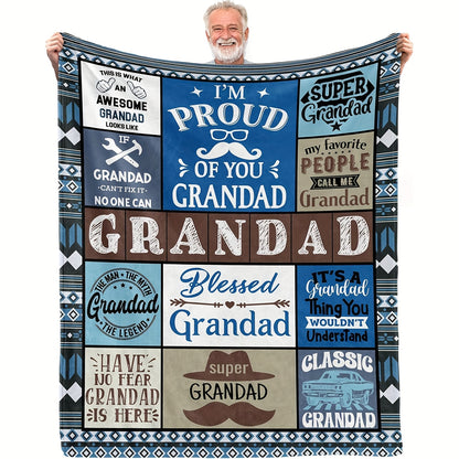 GiftoLuck “To My Grandpa” Flannel Blanket Soft Cozy Throw Perfect Gift for Granddad