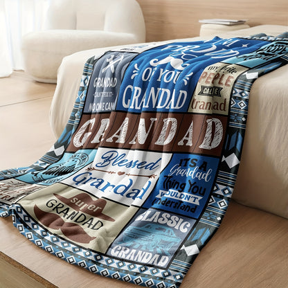 GiftoLuck “To My Grandpa” Flannel Blanket Soft Cozy Throw Perfect Gift for Granddad