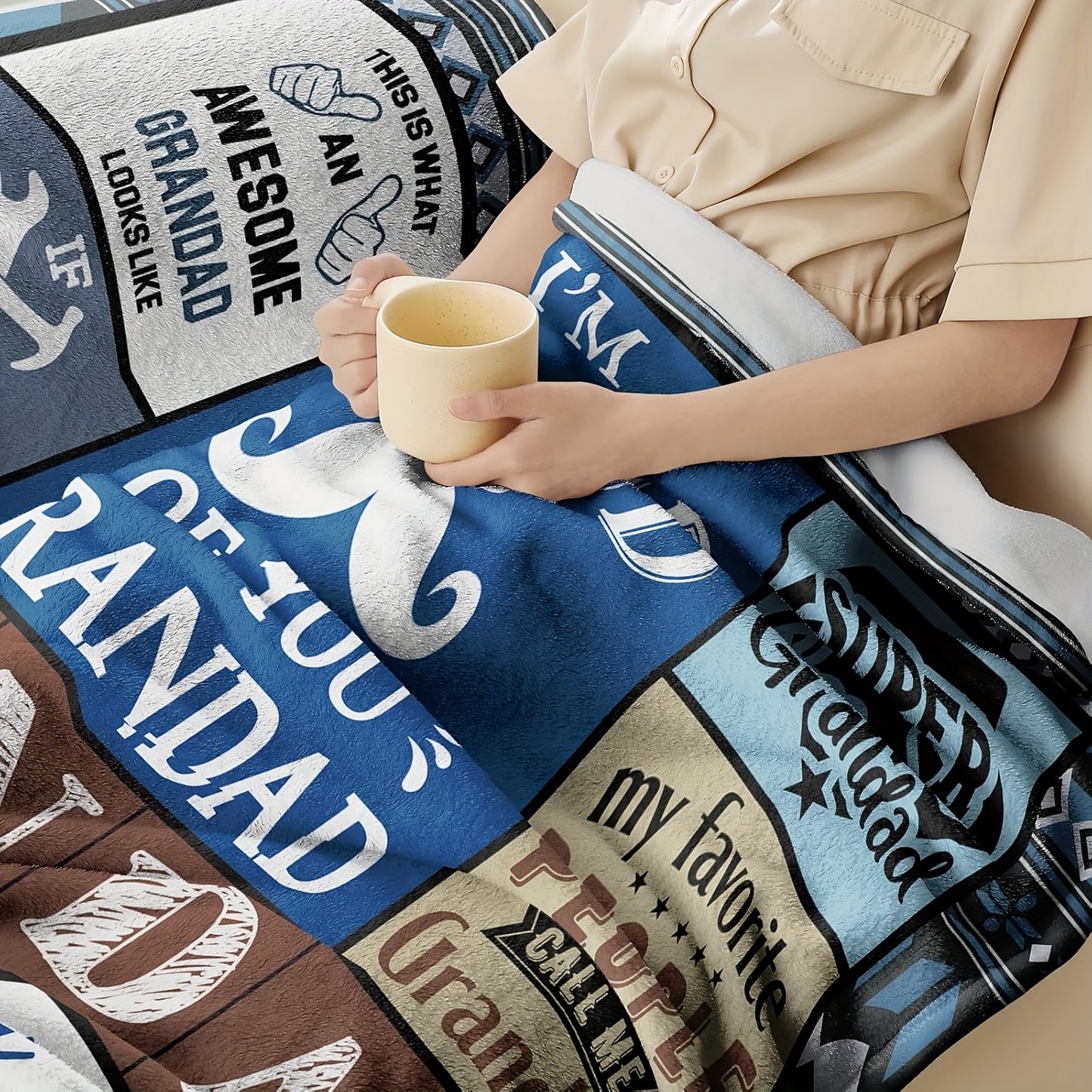 GiftoLuck “To My Grandpa” Flannel Blanket Soft Cozy Throw Perfect Gift for Granddad