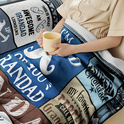 GiftoLuck “To My Grandpa” Flannel Blanket Soft Cozy Throw Perfect Gift for Granddad